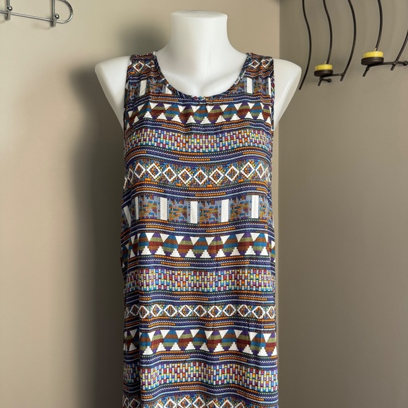 Women's Sleeveless Summer Aztec Maxi Dress Multicolor‎ Medium Tribal Coco Cabana - Picture 3 of 15